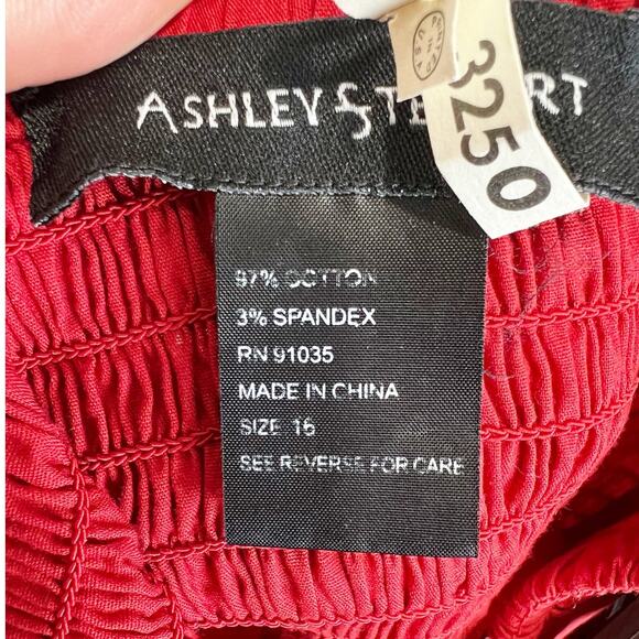 Ashley Stewart Red Strapless Smocked Back Pleated Tube A-Line Dress Size 16 - Picture 7 of 10